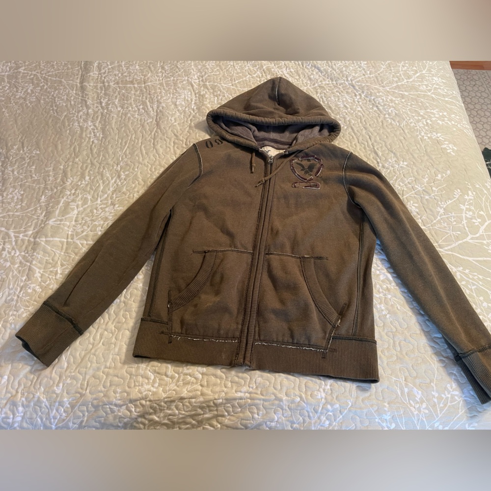 Men’s American Eagle Brown Zip-up Hoodie Size Large